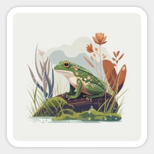 Frog Relaxing on a Stone Sticker